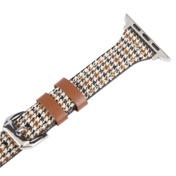 Genuine Leather Watch Band For Apple Watch Ultra 49mm&Watch Ultra 2 49mm / Series 9&8&7 45mm / SE 3&SE 2&6&SE&5&4 44mm / 3&2&1 42mm(Houndstooth)