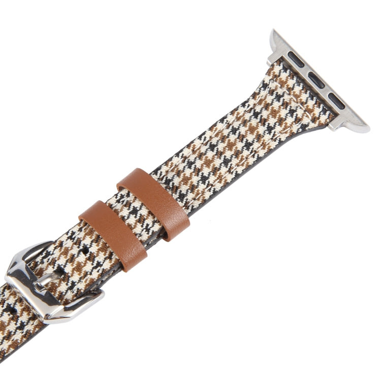 Genuine Leather Watch Band For Apple Watch Ultra 49mm&Watch Ultra 2 49mm / Series 9&8&7 45mm / SE 3&SE 2&6&SE&5&4 44mm / 3&2&1 42mm(Houndstooth)