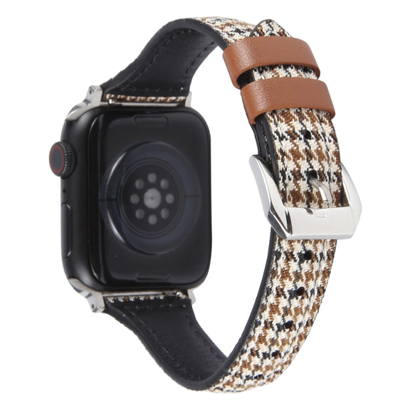 Genuine Leather Watch Band For Apple Watch Ultra 49mm&Watch Ultra 2 49mm / Series 9&8&7 45mm / SE 3&SE 2&6&SE&5&4 44mm / 3&2&1 42mm(Houndstooth)