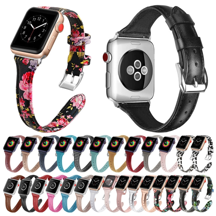 Genuine Leather Watch Band For Apple Watch Ultra 49mm&Watch Ultra 2 49mm / Series 9&8&7 45mm / SE 3&SE 2&6&SE&5&4 44mm / 3&2&1 42mm(Houndstooth)