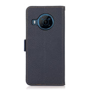 For Nokia X100 KHAZNEH Side-Magnetic Litchi Genuine Leather RFID Phone Case(Blue)