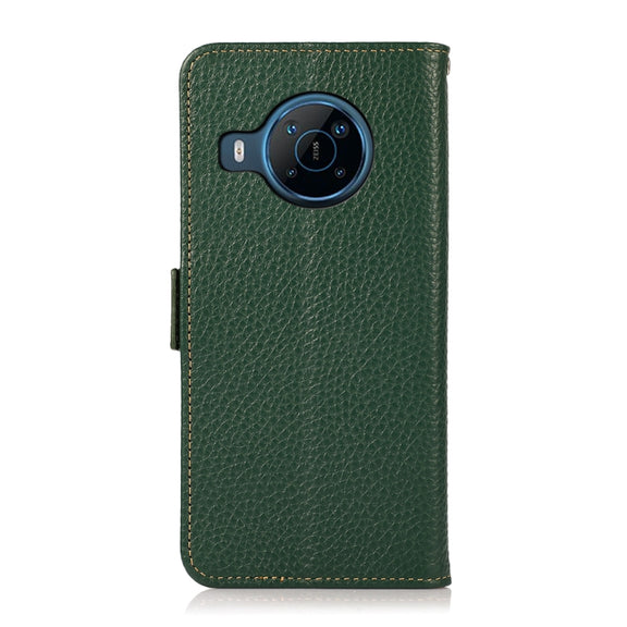 For Nokia X100 KHAZNEH Side-Magnetic Litchi Genuine Leather RFID Phone Case(Green)