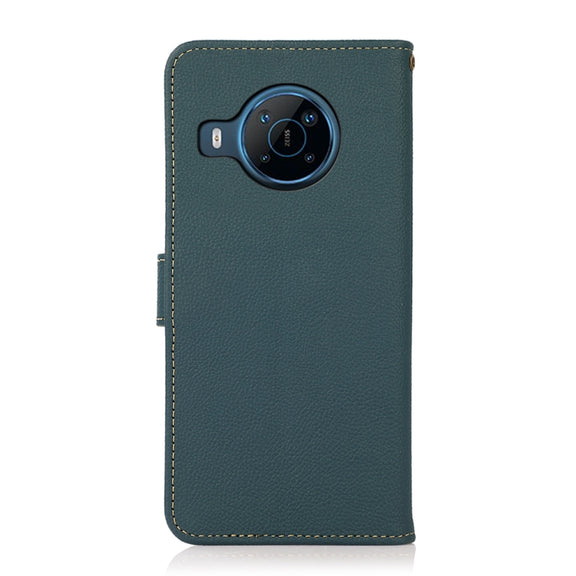 For Nokia X100 KHAZNEH Custer Genuine Leather RFID Phone Case(Green)