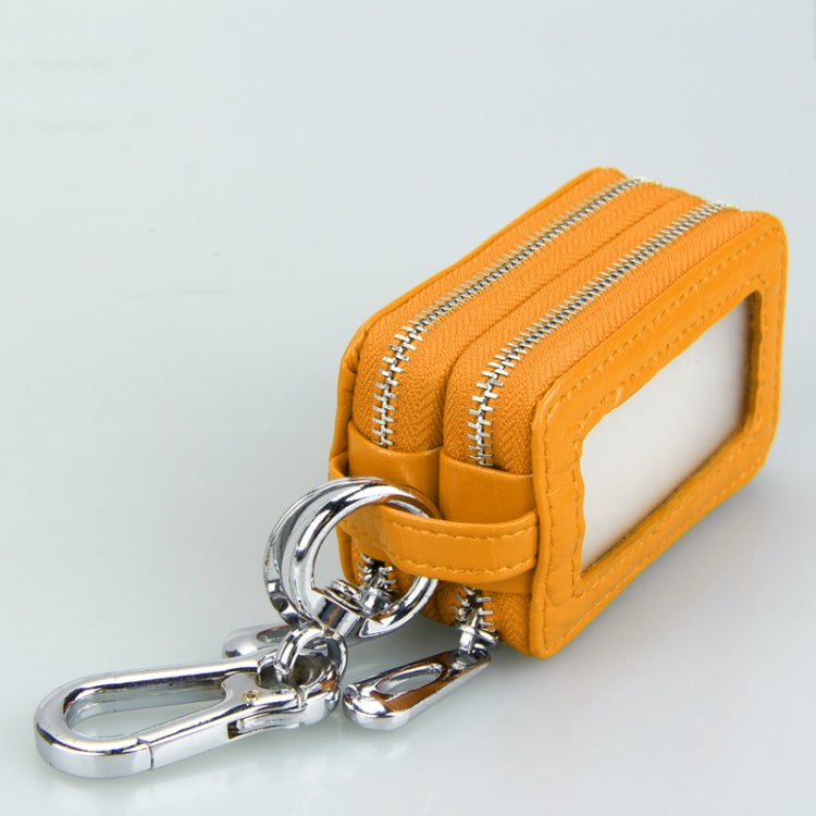 9075 Universal Crocodile Texture Genuine Leather Double Zipper Car Key Case(Yellow) - free shipping - PMC Jewellery - Order now!