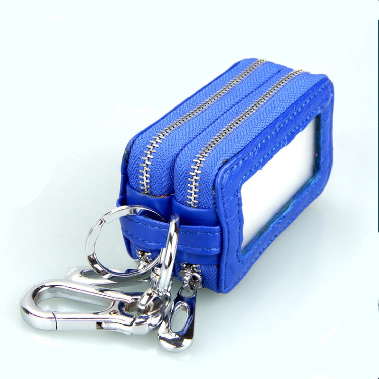 9075 Universal Crocodile Texture Genuine Leather Double Zipper Car Key Case(Blue) - Car Key Cases by PMC Jewellery | Online Shopping South Africa | PMC Jewellery | Buy Now Pay Later Mobicred