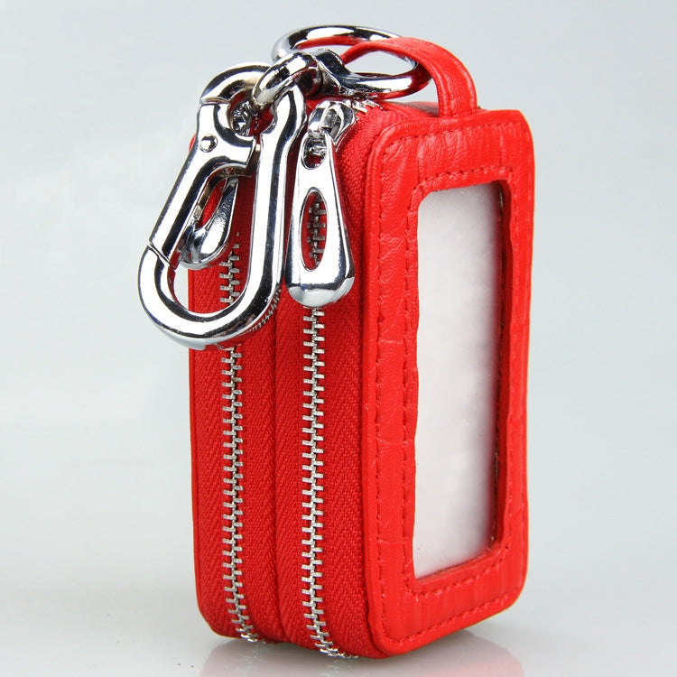 9075 Universal Crocodile Texture Genuine Leather Double Zipper Car Key Case(Black) - Car Key Cases by PMC Jewellery | Online Shopping South Africa | PMC Jewellery | Buy Now Pay Later Mobicred