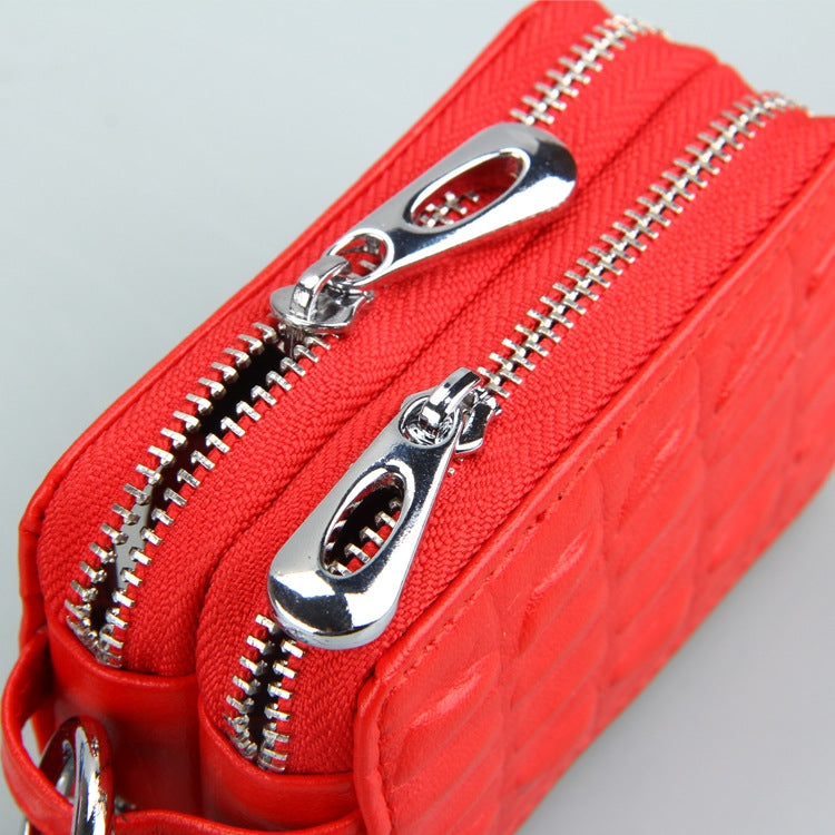 9075 Universal Crocodile Texture Genuine Leather Double Zipper Car Key Case(Coffee) - Car Key Cases by PMC Jewellery | Online Shopping South Africa | PMC Jewellery | Buy Now Pay Later Mobicred