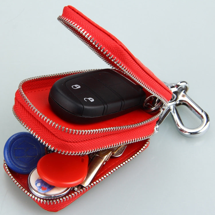 9075 Universal Crocodile Texture Genuine Leather Double Zipper Car Key Case(Black) - Car Key Cases by PMC Jewellery | Online Shopping South Africa | PMC Jewellery | Buy Now Pay Later Mobicred