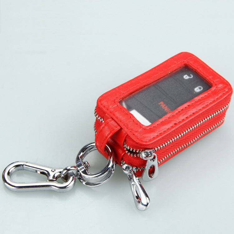 9075 Universal Crocodile Texture Genuine Leather Double Zipper Car Key Case(Black) - Car Key Cases by PMC Jewellery | Online Shopping South Africa | PMC Jewellery | Buy Now Pay Later Mobicred