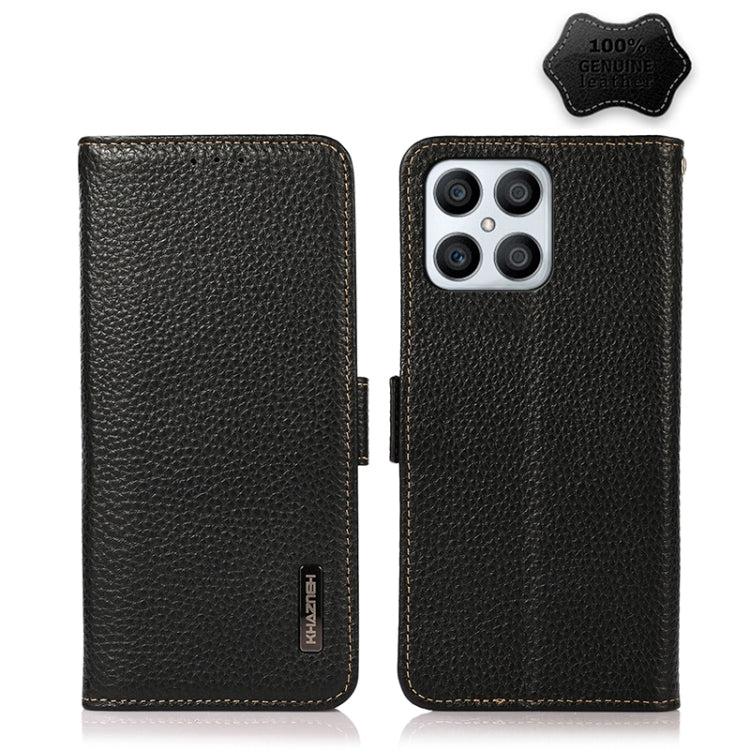 For Honor X30i / Play6T Pro / X8 KHAZNEH Side-Magnetic Litchi Genuine Leather RFID Phone Case(Black) - Honor Cases by PMC TechLife | Online Shopping South Africa | PMC TechLife | Buy Now Pay Later Mobicred