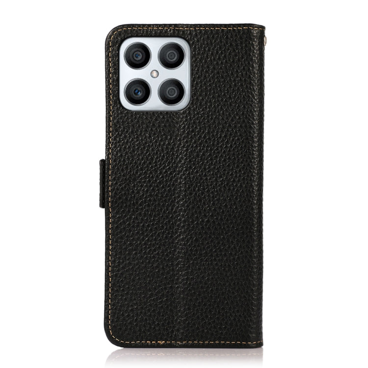 For Honor X30i / Play6T Pro / X8 KHAZNEH Side-Magnetic Litchi Genuine Leather RFID Phone Case(Black)