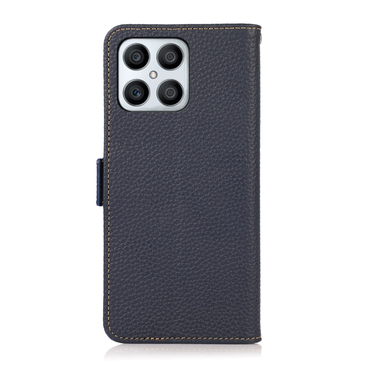 For Honor X30i / Play6T Pro / X8 KHAZNEH Side-Magnetic Litchi Genuine Leather RFID Phone Case(Blue)