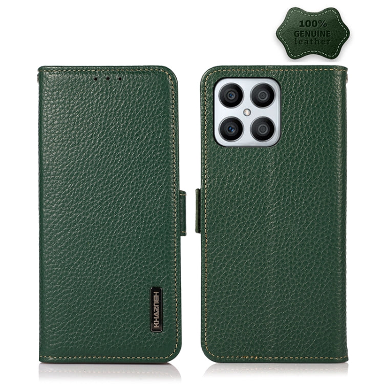For Honor X30i / Play6T Pro / X8 KHAZNEH Side-Magnetic Litchi Genuine Leather RFID Phone Case(Green) - Honor Cases by PMC TechLife | Online Shopping South Africa | PMC TechLife | Buy Now Pay Later Mobicred