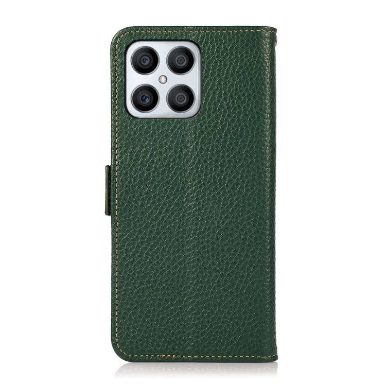 For Honor X30i / Play6T Pro / X8 KHAZNEH Side-Magnetic Litchi Genuine Leather RFID Phone Case(Green)