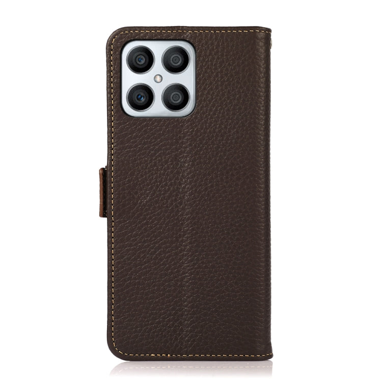 For Honor X30i / Play6T Pro / X8 KHAZNEH Side-Magnetic Litchi Genuine Leather RFID Phone Case(Brown)