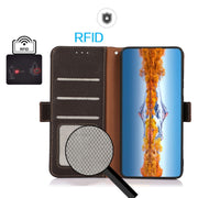 For Honor X30i / Play6T Pro / X8 KHAZNEH Side-Magnetic Litchi Genuine Leather RFID Phone Case(Brown)
