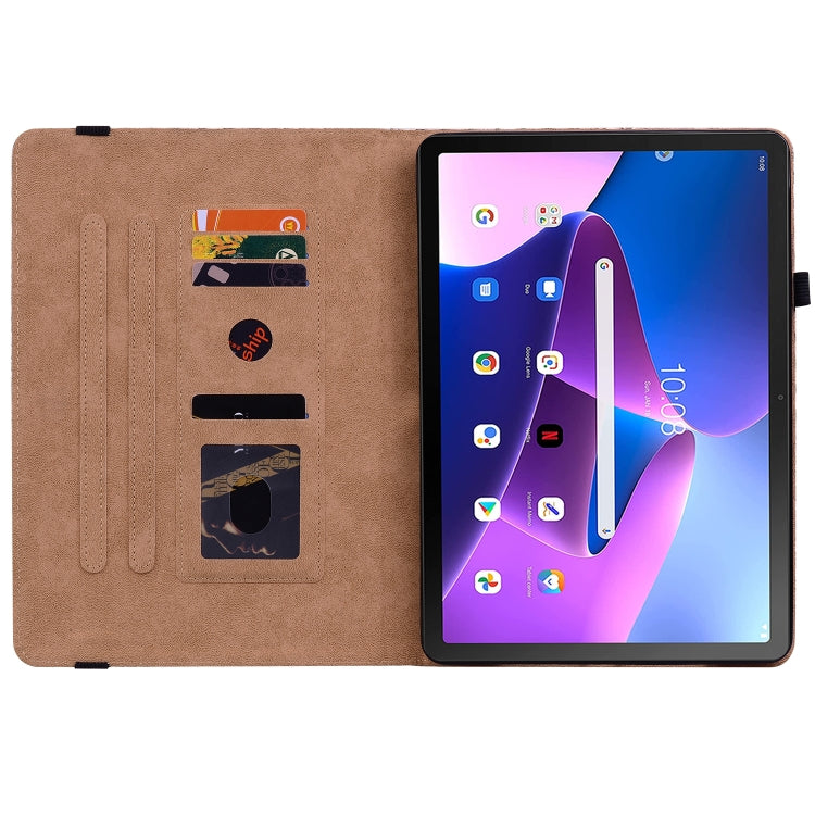 For Lenovo Tab M10 Plus 10.6 3rd Gen. Color Weave Leather Tablet Case with Holder(Rainbow)