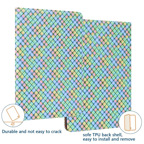 For Lenovo Tab M10 Plus 10.6 3rd Gen. Color Weave Leather Tablet Case with Holder(Rainbow)