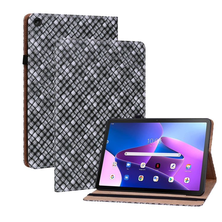 For Lenovo Tab M10 Plus 10.6 3rd Gen. Color Weave Leather Tablet Case with Holder(Black) - Lenovo by PMC TechLife | Online Shopping South Africa | PMC TechLife | Buy Now Pay Later Mobicred
