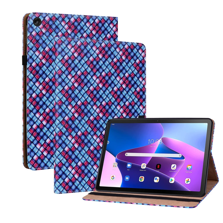 For Lenovo Tab M10 Plus 10.6 3rd Gen. Color Weave Leather Tablet Case with Holder(Blue) - Lenovo by PMC TechLife | Online Shopping South Africa | PMC TechLife | Buy Now Pay Later Mobicred