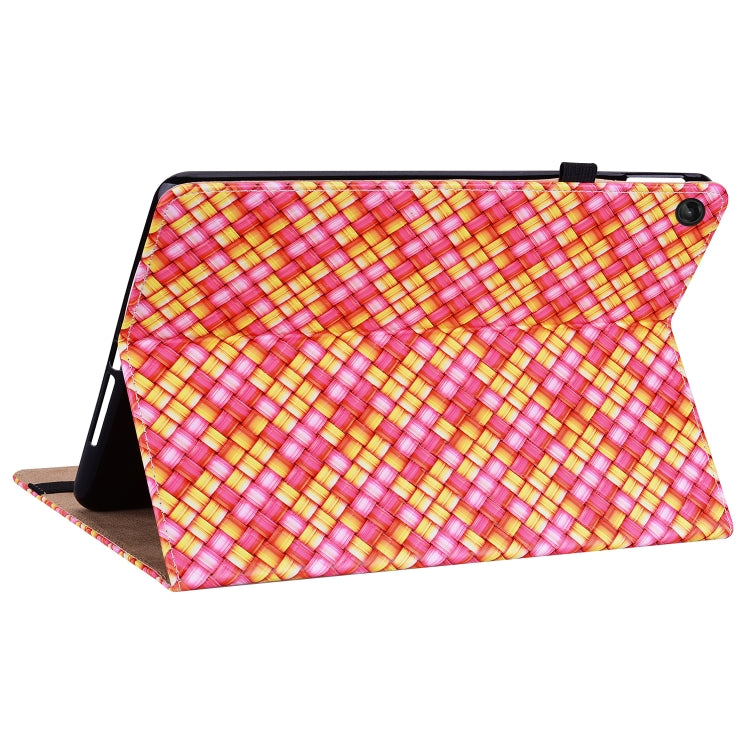 For Lenovo Tab M10 Plus 10.6 3rd Gen. Color Weave Leather Tablet Case with Holder(Rose Red) - Lenovo by PMC TechLife | Online Shopping South Africa | PMC TechLife | Buy Now Pay Later Mobicred