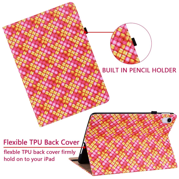 For Lenovo Tab M10 Plus 10.6 3rd Gen. Color Weave Leather Tablet Case with Holder(Rose Red)