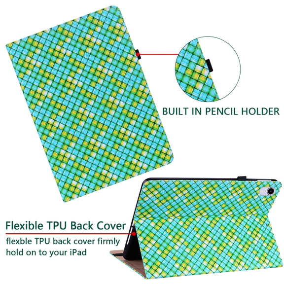 For Lenovo Tab M10 Plus 10.6 3rd Gen. Color Weave Leather Tablet Case with Holder(Green)