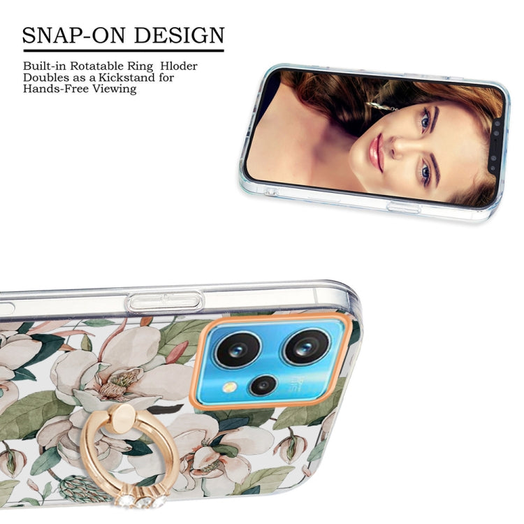 For OPPO Realme 9 Pro+ 5G Ring IMD Flowers TPU Phone Case(Green Gardenia) - Realme Cases by PMC TechLife | Online Shopping South Africa | PMC TechLife | Buy Now Pay Later Mobicred