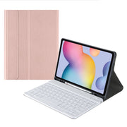 Square Cap Bluetooth Keyboard Leather Case with Pen Slot for Samsung Galaxy Tab S6 Lite(Rose Gold)
