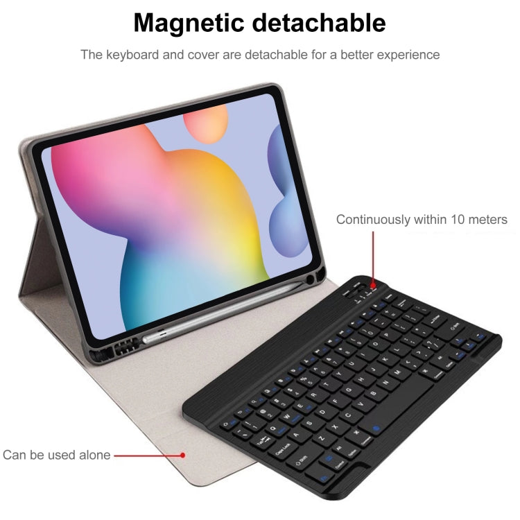 Square Cap Bluetooth Keyboard Leather Case with Pen Slot for Samsung Galaxy Tab S6 Lite(Rose Gold)