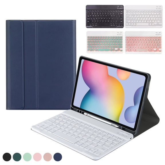 Square Cap Bluetooth Keyboard Leather Case with Pen Slot for Samsung Galaxy Tab S6 Lite(Green)