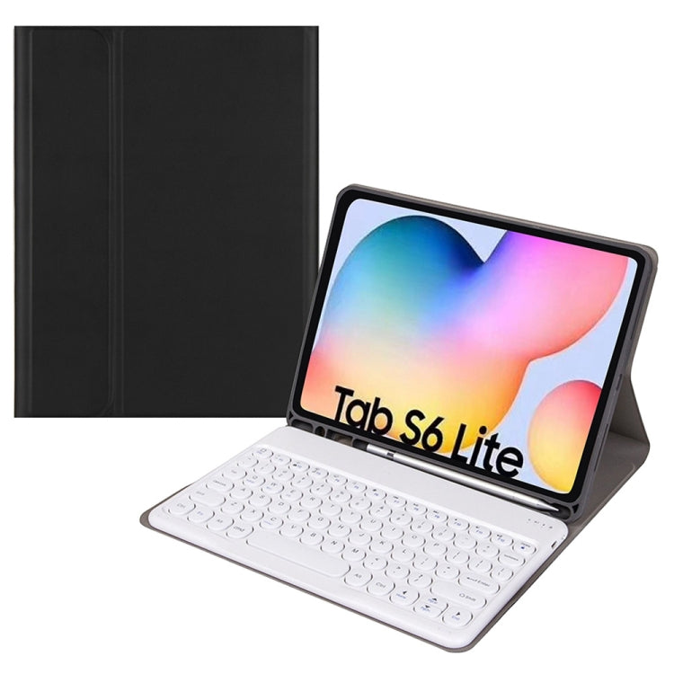 Round Cap Bluetooth Keyboard Leather Case with Pen Slot for Samsung Galaxy Tab S6 Lite, Specification:without Touchpad(Black+White Keyboard) - Samsung Keyboard by PMC TechLife | Online Shopping South Africa | PMC TechLife