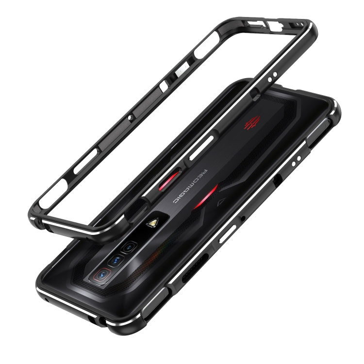 For ZTE nubia Red Magic 7 Aurora Series Metal Frame Phone Case(Black Silver) - ZTE Cases by PMC Jewellery | Online Shopping South Africa | PMC Jewellery | Buy Now Pay Later Mobicred