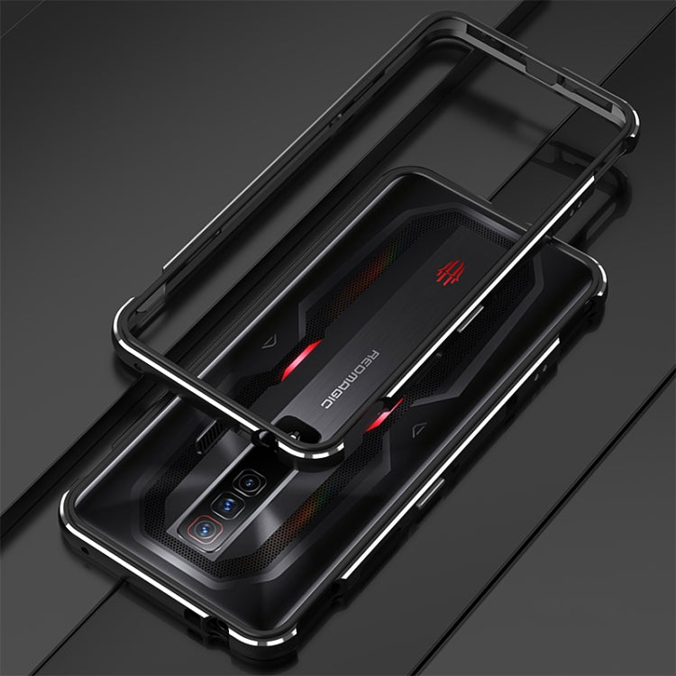 For ZTE nubia Red Magic 7 Aurora Series Metal Frame Phone Case(Black Silver) - ZTE Cases by PMC Jewellery | Online Shopping South Africa | PMC Jewellery | Buy Now Pay Later Mobicred