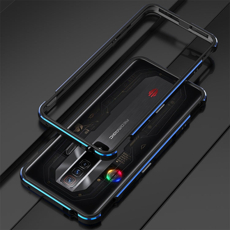 For ZTE nubia Red Magic 7 Aurora Series Metal Frame Phone Case(Black Blue) - ZTE Cases by PMC Jewellery | Online Shopping South Africa | PMC Jewellery | Buy Now Pay Later Mobicred