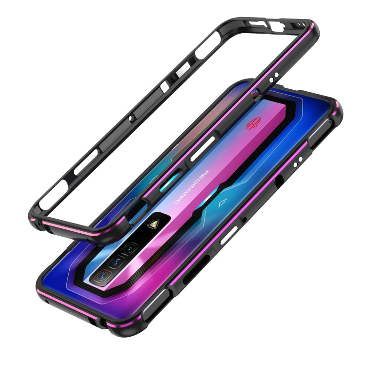 For ZTE nubia Red Magic 7 Aurora Series Metal Frame Phone Case(Black Purple) - ZTE Cases by PMC TechLife | Online Shopping South Africa | PMC TechLife | Buy Now Pay Later Mobicred