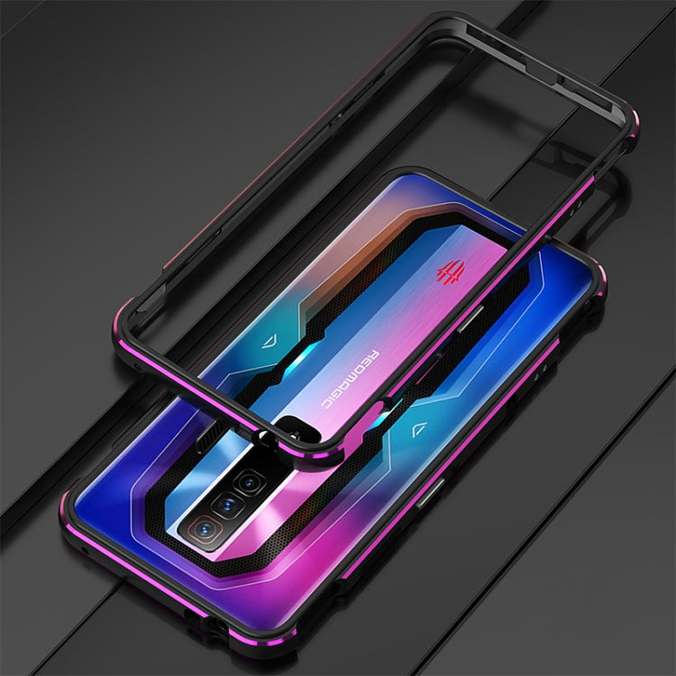 For ZTE nubia Red Magic 7 Aurora Series Metal Frame Phone Case(Black Purple)