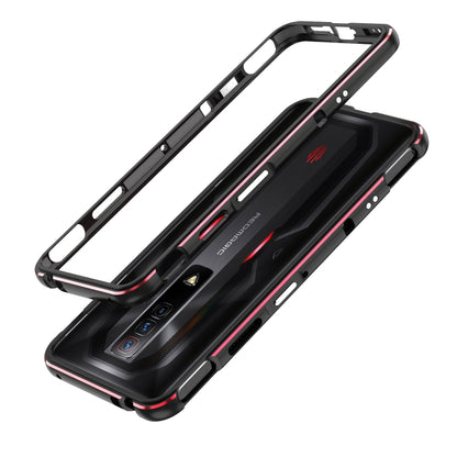 For ZTE nubia Red Magic 7 Pro Aurora Series Metal Frame Phone Case(Black Red) - ZTE Cases by PMC Jewellery | Online Shopping South Africa | PMC Jewellery | Buy Now Pay Later Mobicred