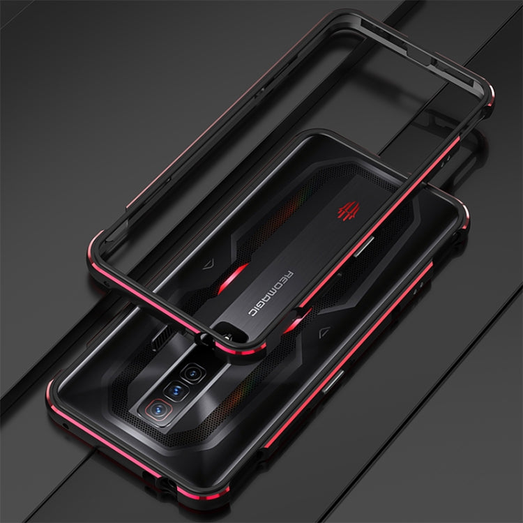 For ZTE nubia Red Magic 7 Pro Aurora Series Metal Frame Phone Case(Black Red) - ZTE Cases by PMC Jewellery | Online Shopping South Africa | PMC Jewellery | Buy Now Pay Later Mobicred