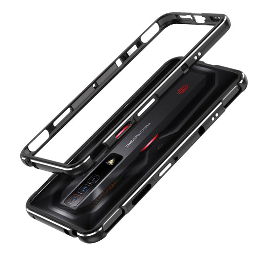 For ZTE nubia Red Magic 7 Pro Aurora Series Metal Frame Phone Case(Black Silver) - ZTE Cases by PMC Jewellery | Online Shopping South Africa | PMC Jewellery | Buy Now Pay Later Mobicred