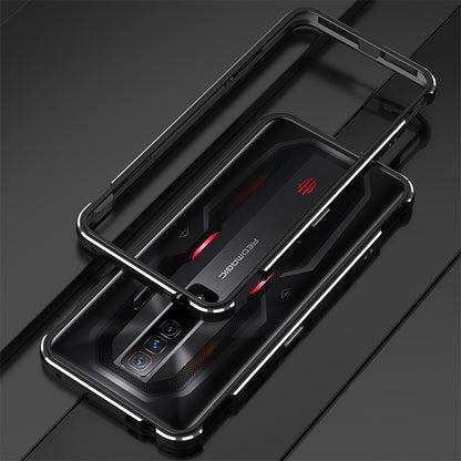For ZTE nubia Red Magic 7 Pro Aurora Series Metal Frame Phone Case(Black Silver) - ZTE Cases by PMC Jewellery | Online Shopping South Africa | PMC Jewellery | Buy Now Pay Later Mobicred