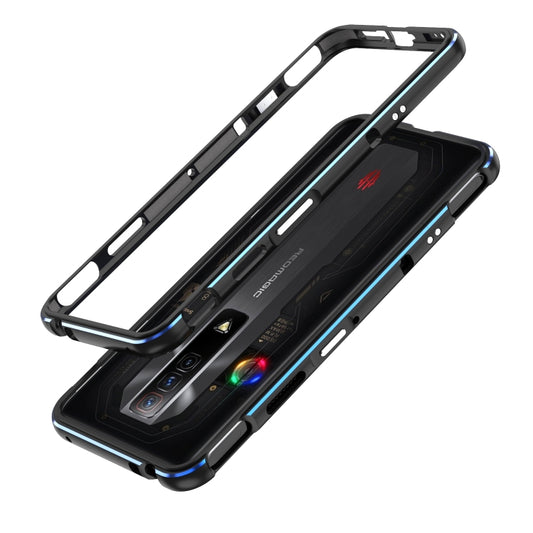 For ZTE nubia Red Magic 7 Pro Aurora Series Metal Frame Phone Case(Black Blue) - ZTE Cases by PMC Jewellery | Online Shopping South Africa | PMC Jewellery | Buy Now Pay Later Mobicred