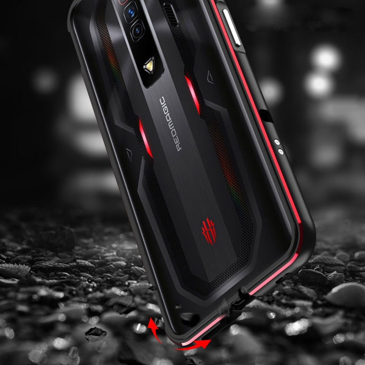 For ZTE nubia Red Magic 7 Pro Aurora Series Metal Frame Phone Case(Black Red)
