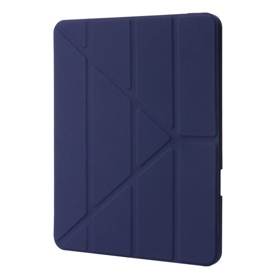 For iPad Air 13 2024 / iPad Pro 12.9 2022 / 2021 / 2020 / 2018 Deformation Transparent Acrylic Leather Tablet Case(Dark Blue)