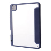 For iPad Air 13 2024 / iPad Pro 12.9 2022 / 2021 / 2020 / 2018 Deformation Transparent Acrylic Leather Tablet Case(Dark Blue)