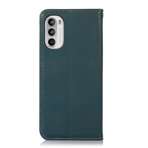 For Motorola Moto G52 4G KHAZNEH Nappa Top Layer Cowhide Leather Phone Case(Green)