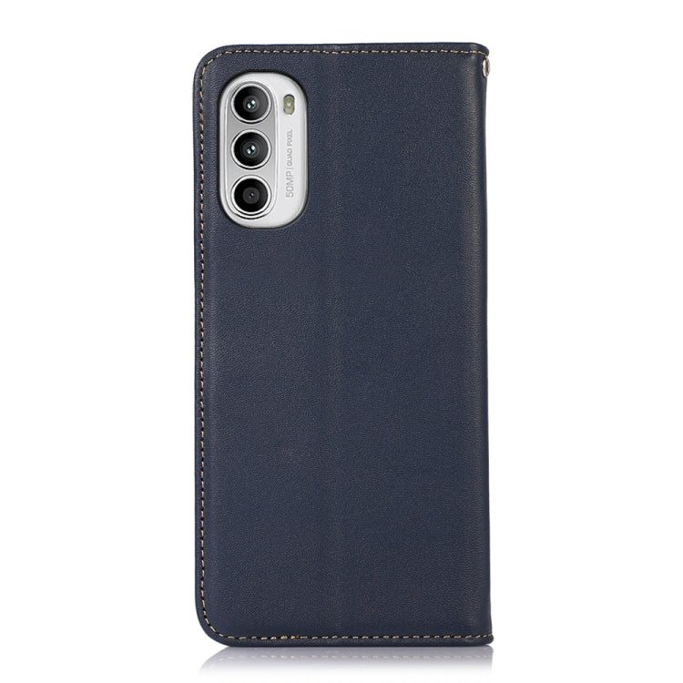 For Motorola Moto G52 4G KHAZNEH Nappa Top Layer Cowhide Leather Phone Case(Blue) - free shipping - PMC TechLife - Order now!