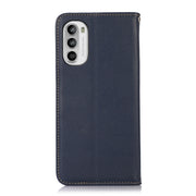 For Motorola Moto G52 4G KHAZNEH Nappa Top Layer Cowhide Leather Phone Case(Blue)