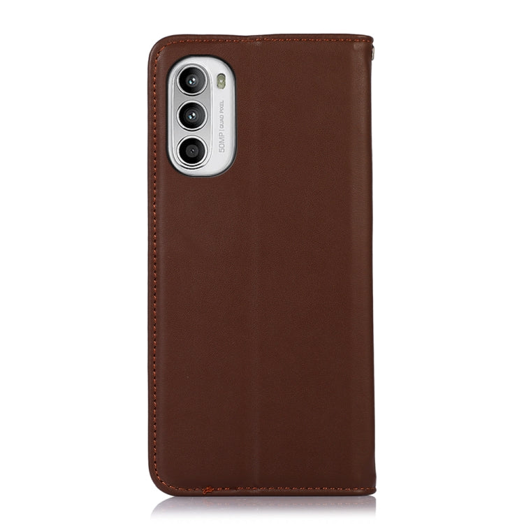 For Motorola Moto G52 4G KHAZNEH Nappa Top Layer Cowhide Leather Phone Case(Brown)