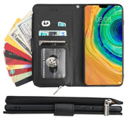 For Huawei Mate 30 Microfiber Zipper Horizontal Flip Leather Case(Black)